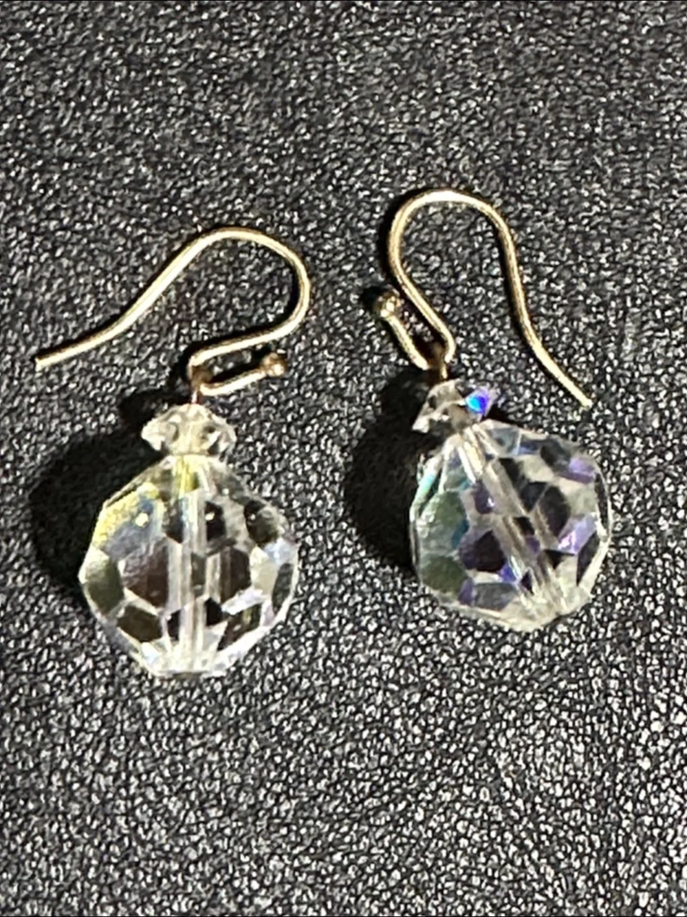 AB Faceted Crystal 14k Gold-plate Wire Back Drop Earrings